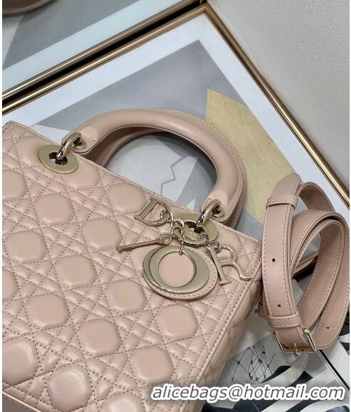 Famous Brand  Dior Medium Lady Dior Bag in Cannage Lambskin 0523 Powder Pink 2024