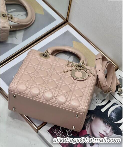 Famous Brand  Dior Medium Lady Dior Bag in Cannage Lambskin 0523 Powder Pink 2024