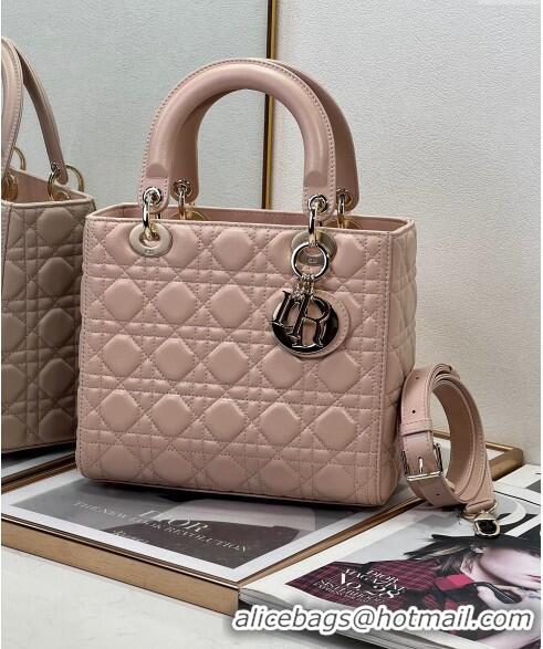 Famous Brand  Dior Medium Lady Dior Bag in Cannage Lambskin 0523 Powder Pink 2024