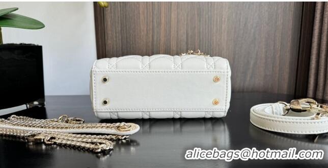 Top Grade Dior Mini Lady Dior Bag in Two-Tone Cannage Lambskin 0505 White/Black 2024