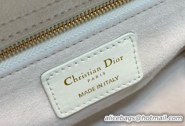 Top Grade Dior Mini Lady Dior Bag in Two-Tone Cannage Lambskin 0505 White/Black 2024