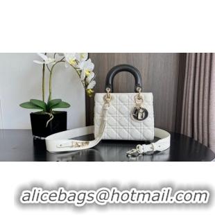 Pretty Style Dior Small Lady My ABCDior Bag in Two-Tone Cannage Lambskin CD3060 White/Black 2024