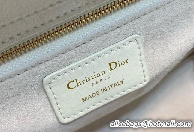 Pretty Style Dior Small Lady My ABCDior Bag in Two-Tone Cannage Lambskin CD3060 White/Black 2024