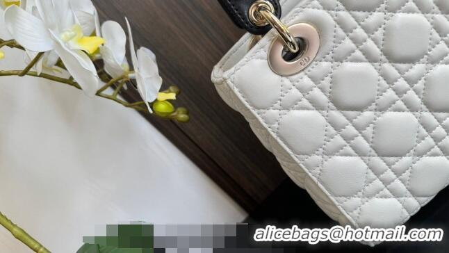 Pretty Style Dior Small Lady My ABCDior Bag in Two-Tone Cannage Lambskin CD3060 White/Black 2024