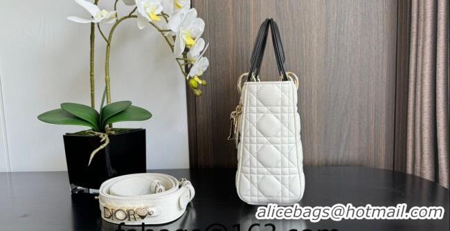 Pretty Style Dior Small Lady My ABCDior Bag in Two-Tone Cannage Lambskin CD3060 White/Black 2024