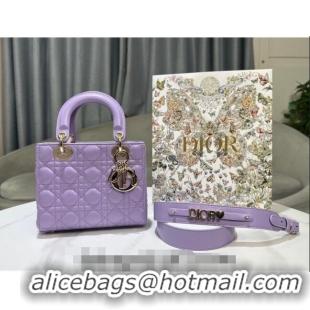 Famous Brand Dior Small Lady My ABCDior Bag in Cannage Lambskin 0523 Lilac Purple 2024