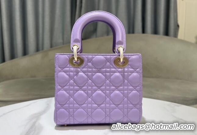 Famous Brand Dior Small Lady My ABCDior Bag in Cannage Lambskin 0523 Lilac Purple 2024