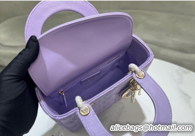 Famous Brand Dior Small Lady My ABCDior Bag in Cannage Lambskin 0523 Lilac Purple 2024