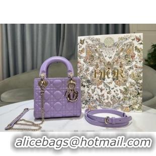 Well Crafted Dior Micro Lady Dior Bag in Cannage Lambskin 0523 Lilac Purple 2024