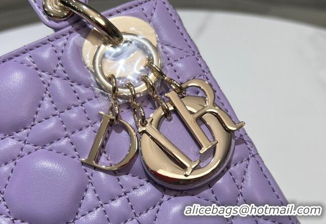 Well Crafted Dior Micro Lady Dior Bag in Cannage Lambskin 0523 Lilac Purple 2024