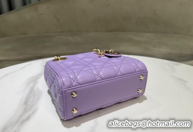 Well Crafted Dior Micro Lady Dior Bag in Cannage Lambskin 0523 Lilac Purple 2024