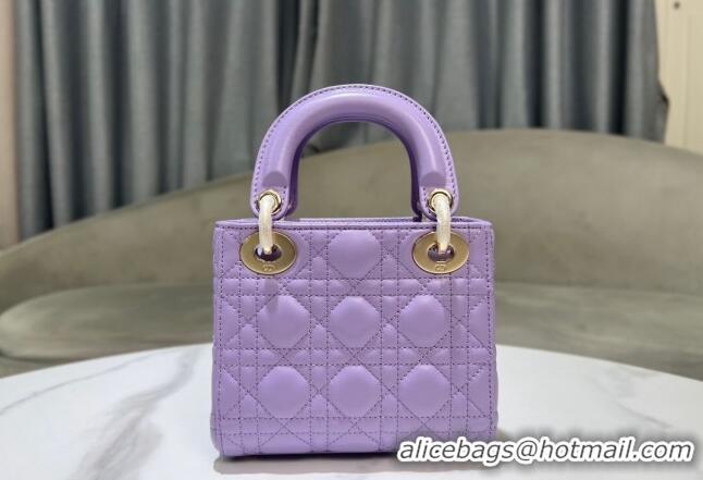 Well Crafted Dior Micro Lady Dior Bag in Cannage Lambskin 0523 Lilac Purple 2024