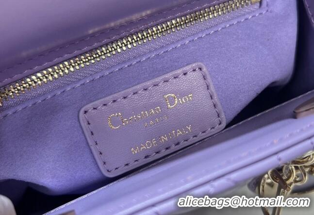 Well Crafted Dior Micro Lady Dior Bag in Cannage Lambskin 0523 Lilac Purple 2024