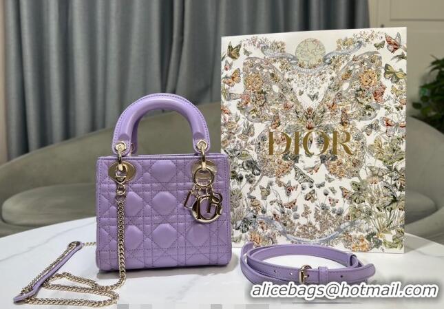 Well Crafted Dior Micro Lady Dior Bag in Cannage Lambskin 0523 Lilac Purple 2024