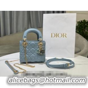 Promotional Dior Mini Lady Dior Bag in Cannage Lambskin 0523 Sky Blue 2024