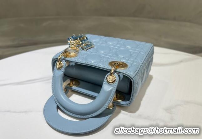 Promotional Dior Mini Lady Dior Bag in Cannage Lambskin 0523 Sky Blue 2024