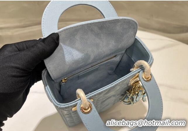 Promotional Dior Mini Lady Dior Bag in Cannage Lambskin 0523 Sky Blue 2024