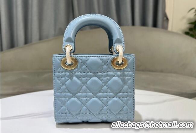 Promotional Dior Mini Lady Dior Bag in Cannage Lambskin 0523 Sky Blue 2024