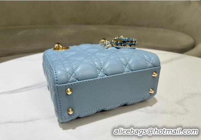 Promotional Dior Mini Lady Dior Bag in Cannage Lambskin 0523 Sky Blue 2024