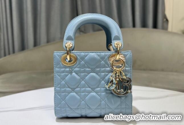 Promotional Dior Mini Lady Dior Bag in Cannage Lambskin 0523 Sky Blue 2024