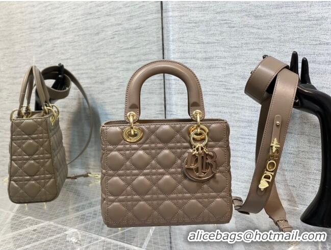 Pretty Style Dior Small Lady My ABCDior Bag inCannage Lambskin 0523 Khaki Grey 2024