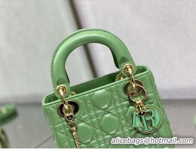 Luxury Cheap Dior Mini Lady Dior Bag in Cannage Lambskin 0523 Mint Green 2024