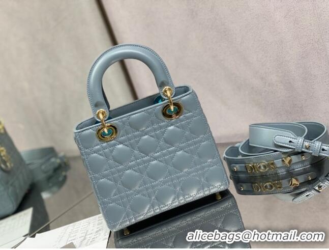 Well Crafted Dior Small Lady My ABCDior Bag in Cannage Lambskin 0523 Light Blue 2024