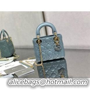 Famous Brand Dior Mini Lady Dior Bag in Cannage Lambskin 0523 Light Blue 2024