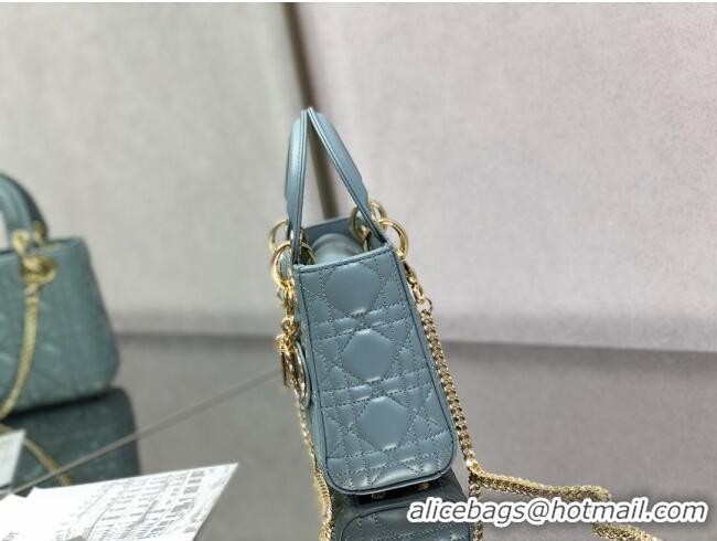 Famous Brand Dior Mini Lady Dior Bag in Cannage Lambskin 0523 Light Blue 2024