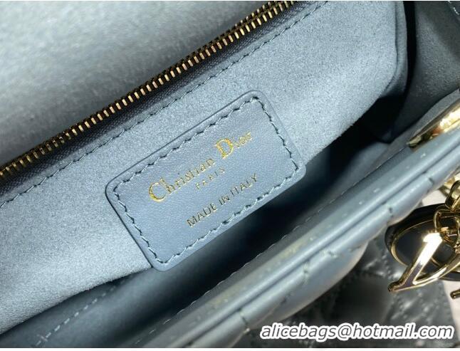 Famous Brand Dior Mini Lady Dior Bag in Cannage Lambskin 0523 Light Blue 2024