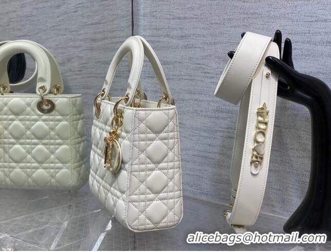 Good Product Dior Small Lady My ABCDior Bag in Cannage Lambskin 0523 White 2024