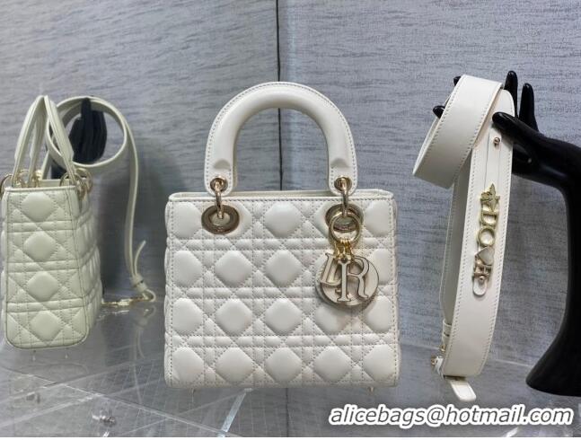 Good Product Dior Small Lady My ABCDior Bag in Cannage Lambskin 0523 White 2024