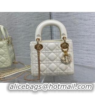 Super Quality Dior Mini Lady Dior Bag in Cannage Lambskin 0523 White 2024