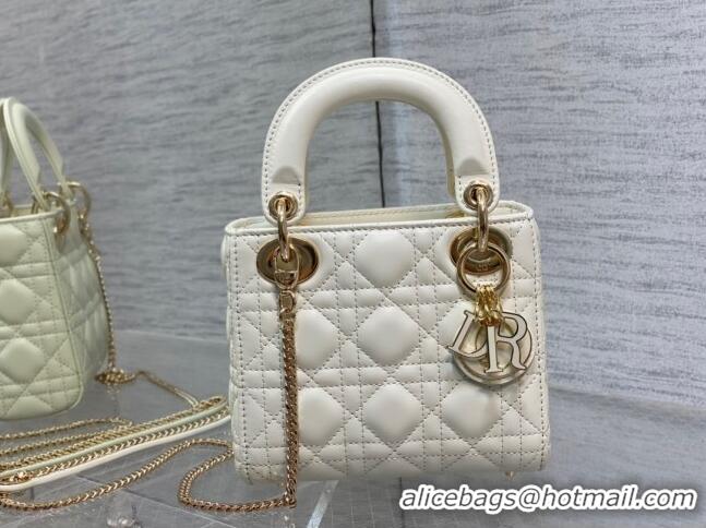 Super Quality Dior Mini Lady Dior Bag in Cannage Lambskin 0523 White 2024