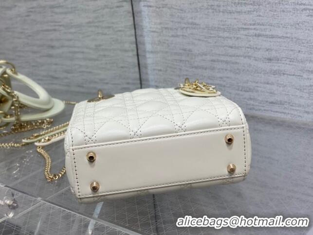 Super Quality Dior Mini Lady Dior Bag in Cannage Lambskin 0523 White 2024