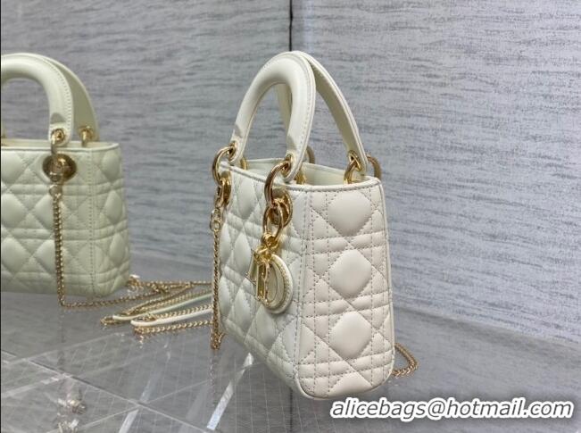 Super Quality Dior Mini Lady Dior Bag in Cannage Lambskin 0523 White 2024