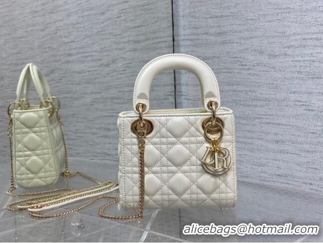 Super Quality Dior Mini Lady Dior Bag in Cannage Lambskin 0523 White 2024