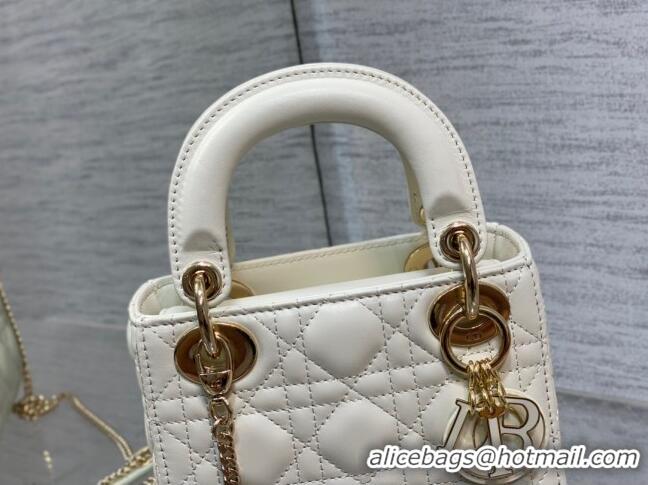 Super Quality Dior Mini Lady Dior Bag in Cannage Lambskin 0523 White 2024