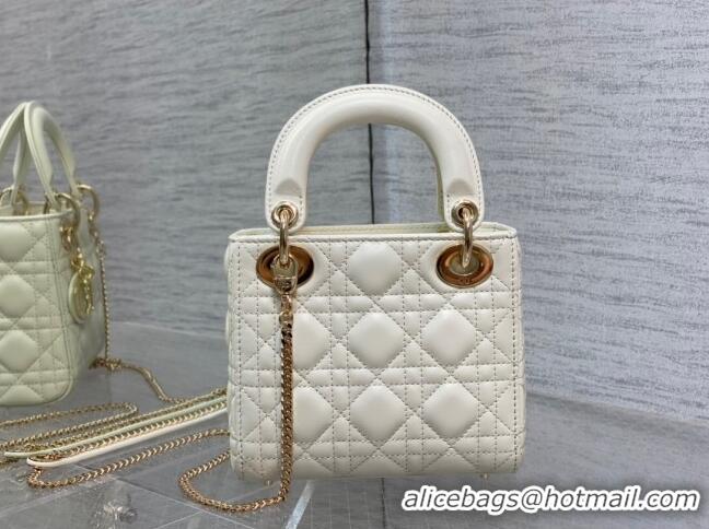 Super Quality Dior Mini Lady Dior Bag in Cannage Lambskin 0523 White 2024