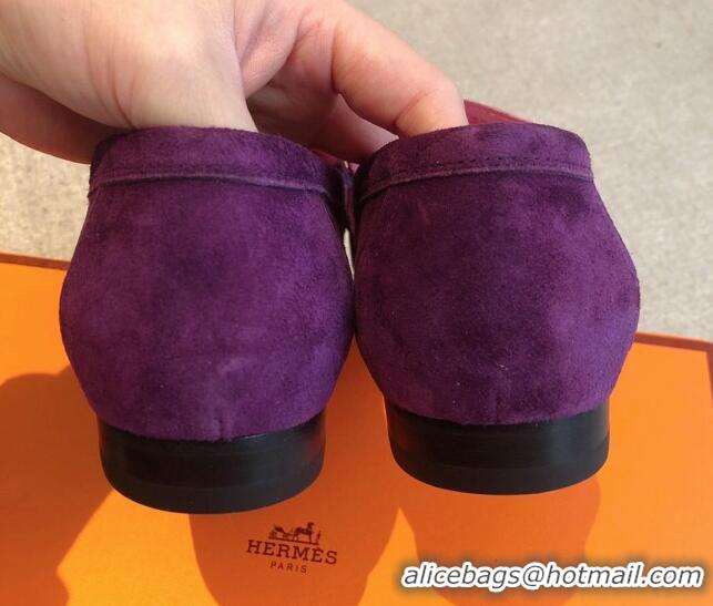 Most Popular Hermes Royal Loafers in Suede with Fringe Pink/Purple 425191