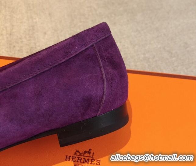 Most Popular Hermes Royal Loafers in Suede with Fringe Pink/Purple 425191