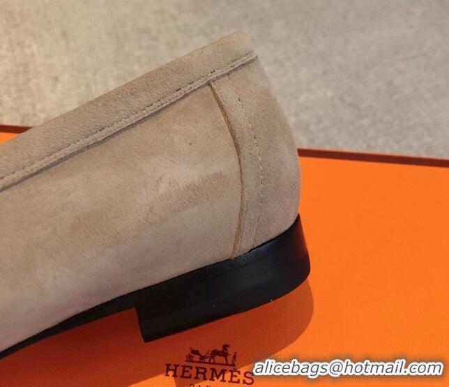 Grade Quality Hermes Royal Loafers in Suede with Fringe Beige 425192