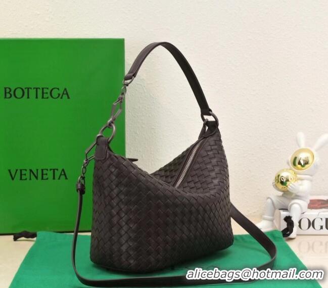 Top Quality Bottega Veneta Classic Top Handle Bag in Intrecciato Leather BV9842 Dark Brown 2024