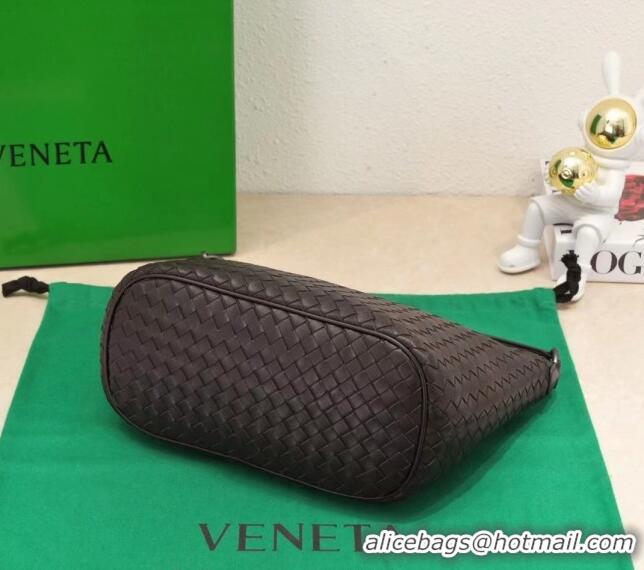 Top Quality Bottega Veneta Classic Top Handle Bag in Intrecciato Leather BV9842 Dark Brown 2024