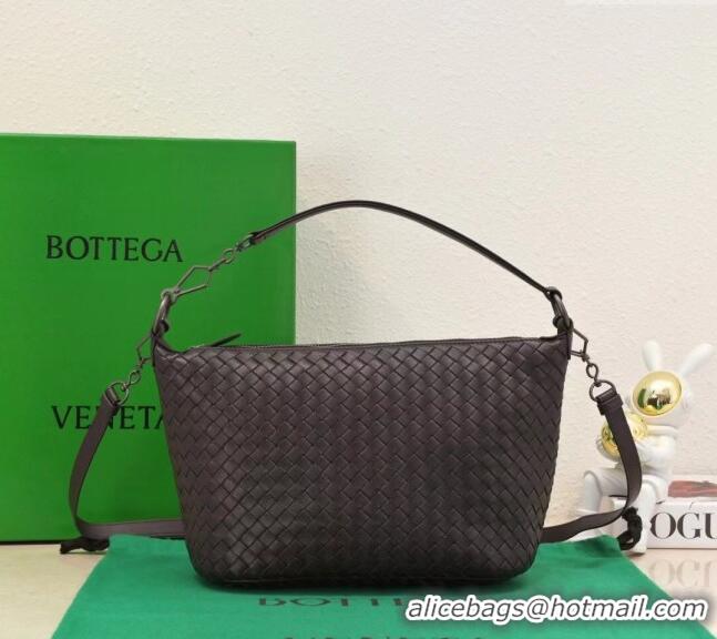 Top Quality Bottega Veneta Classic Top Handle Bag in Intrecciato Leather BV9842 Dark Brown 2024