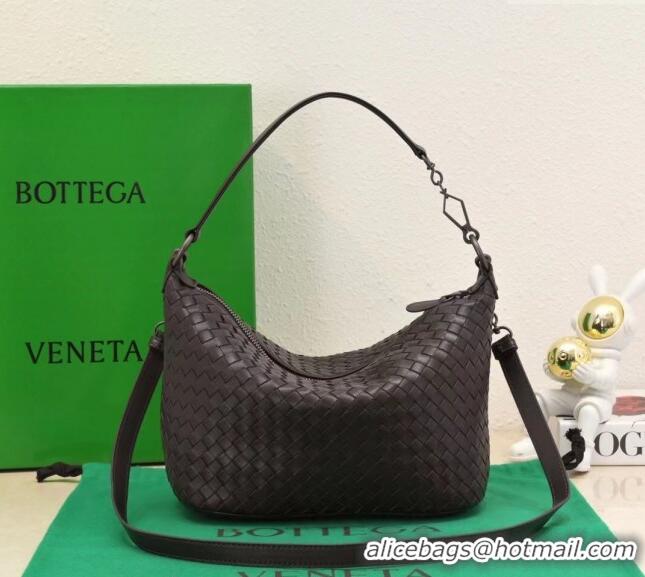 Top Quality Bottega Veneta Classic Top Handle Bag in Intrecciato Leather BV9842 Dark Brown 2024