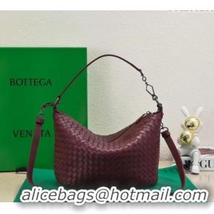 Buy Fashionable Bottega Veneta Classic Top Handle Bag in Intrecciato Leather BV9842 Burgundy 2024