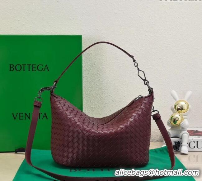 Buy Fashionable Bottega Veneta Classic Top Handle Bag in Intrecciato Leather BV9842 Burgundy 2024