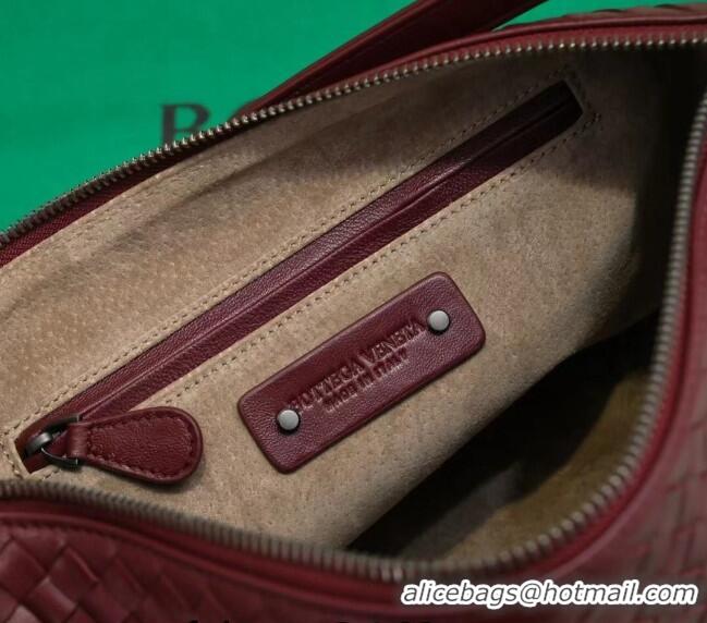 Buy Fashionable Bottega Veneta Classic Top Handle Bag in Intrecciato Leather BV9842 Burgundy 2024