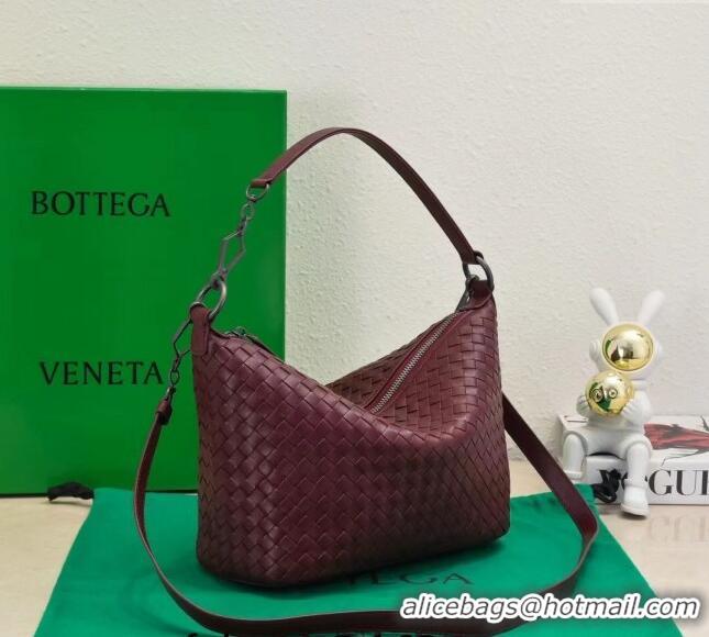 Buy Fashionable Bottega Veneta Classic Top Handle Bag in Intrecciato Leather BV9842 Burgundy 2024